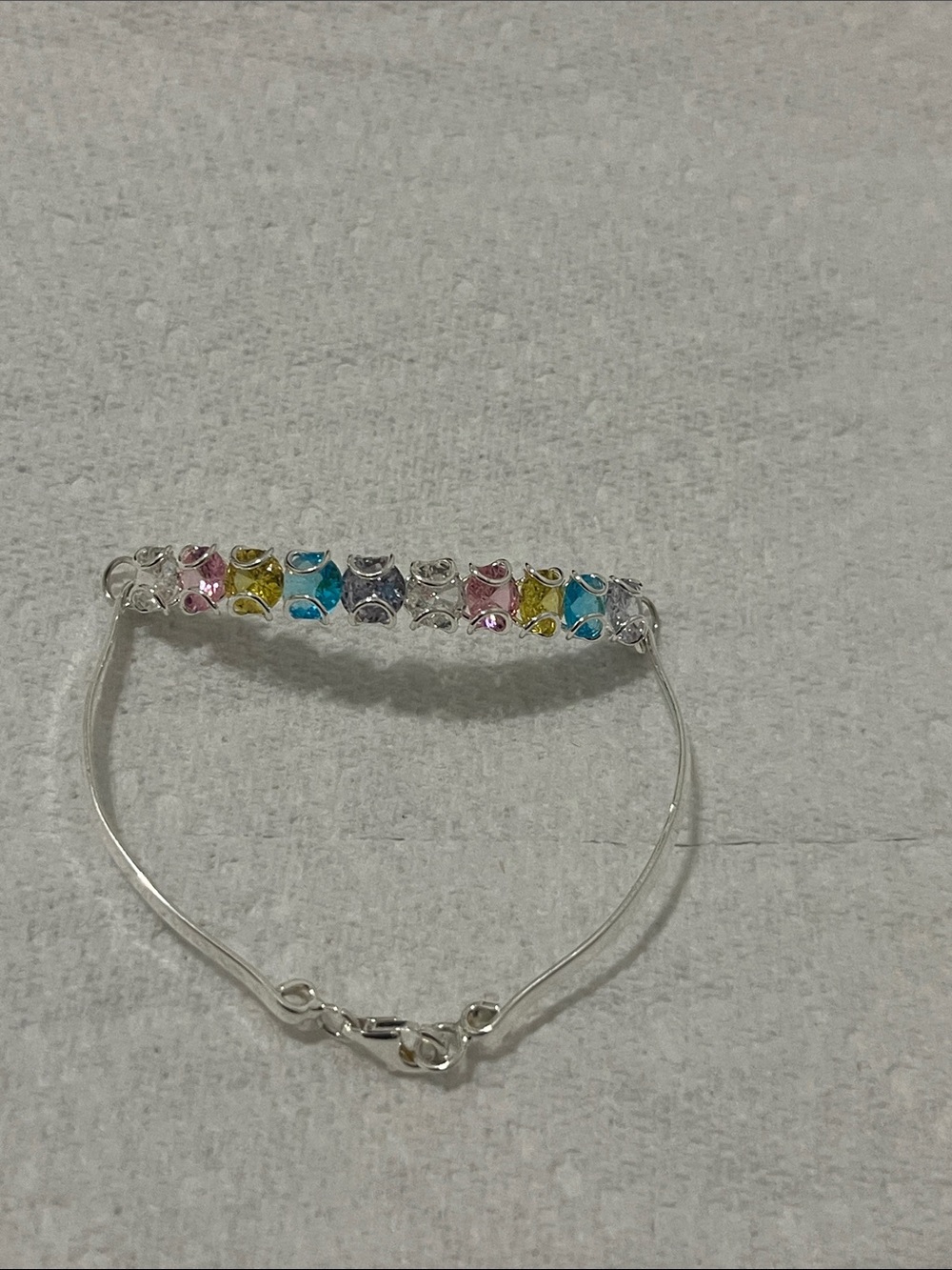 Sterling Silver Multicolor Crystal Bar Bracelet - Women